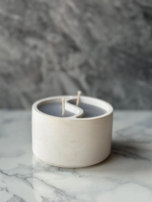 Aberto Design 5TM Vela de Concreto y Soya Rosa y Blanco 8 x 6 x 8 cm